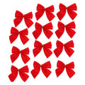 Paquete de 12 moños de Navidad con acabado metálico rojo