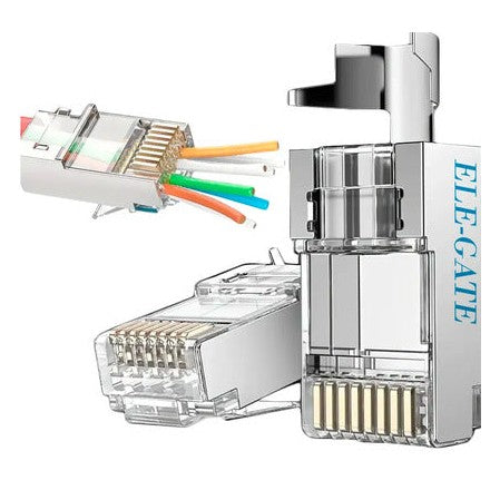 Conectores RJ45 CAT7 pass through blindados 100 piezas