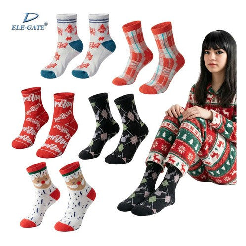 Set de calcetas navideñas térmicas para toda la familia rojo único