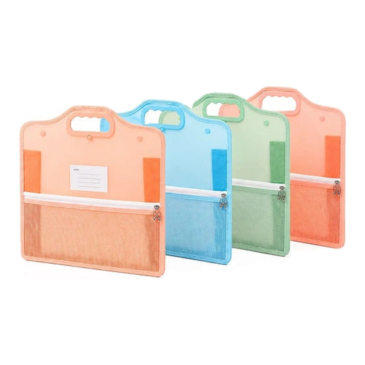 Carpeta portadocumentos transparente 35 x 41 cm con asa y naranja