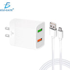 Cargador qc 3.0 rápido para celular Android 2 USB 2.4A 24W