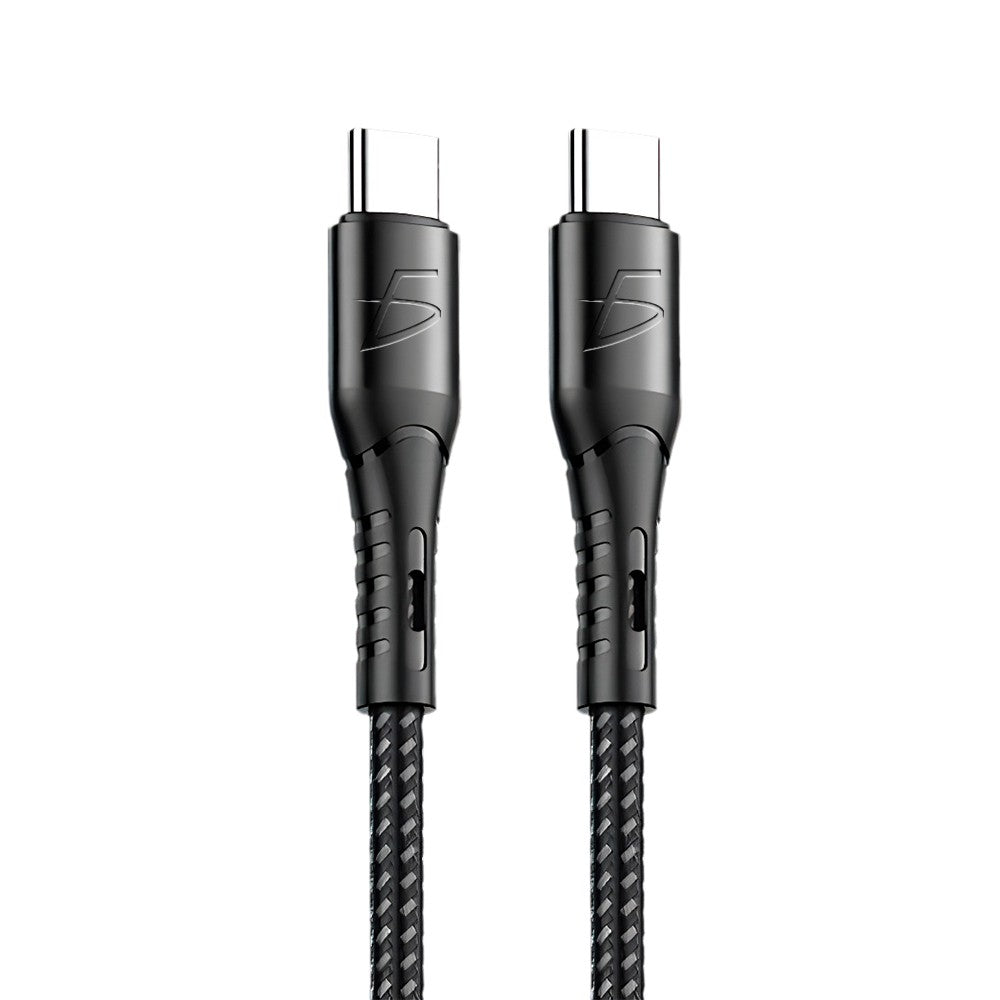 Cable entrelazado de cordón 1m tipo C a tipo C 66W - negro