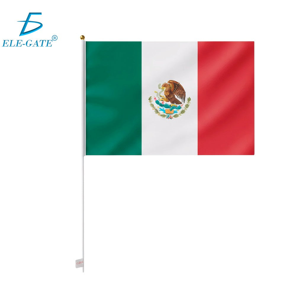 Bandera de México 30x45 cm tela resistente con mástil de