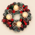 Corona de adviento con follaje natural y 4 velas LED cálidas