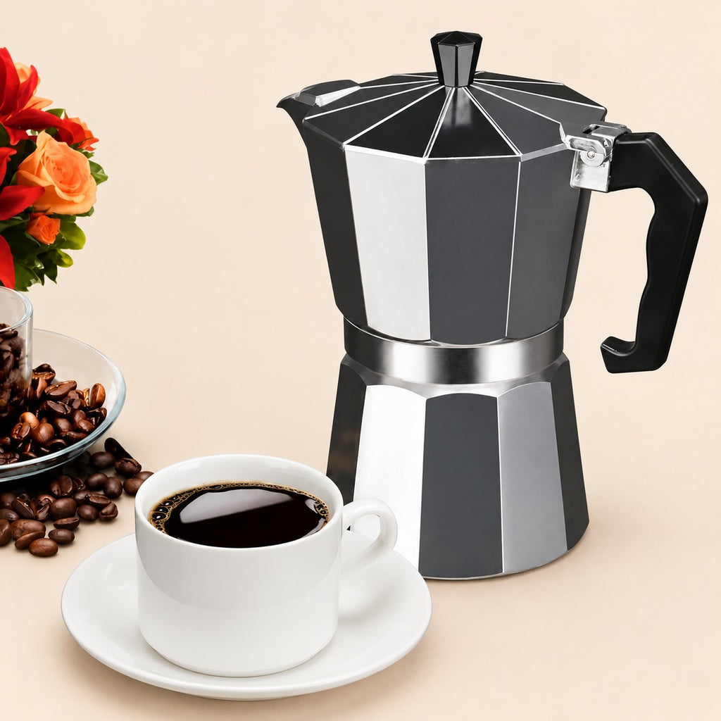 Cafetera italiana manual plateada 500ml