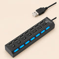 Hub USB 2.0 7 puertos con switchs PC laptop Windows