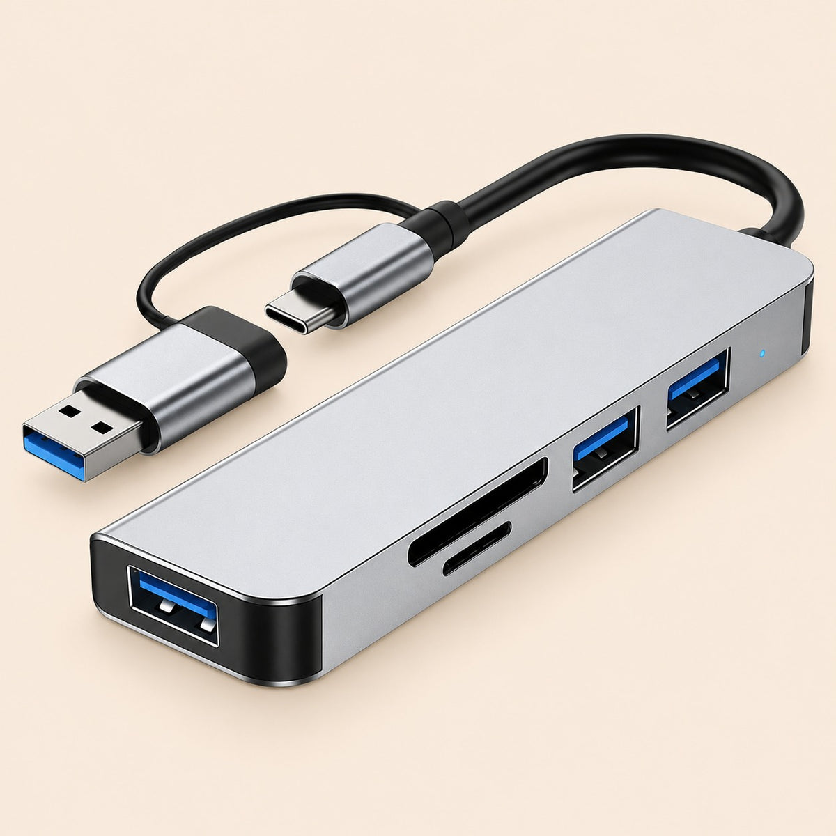 Multi puerto 5 en 1 con 1 puerto USB 3.0, 2 puerto USB 3.0