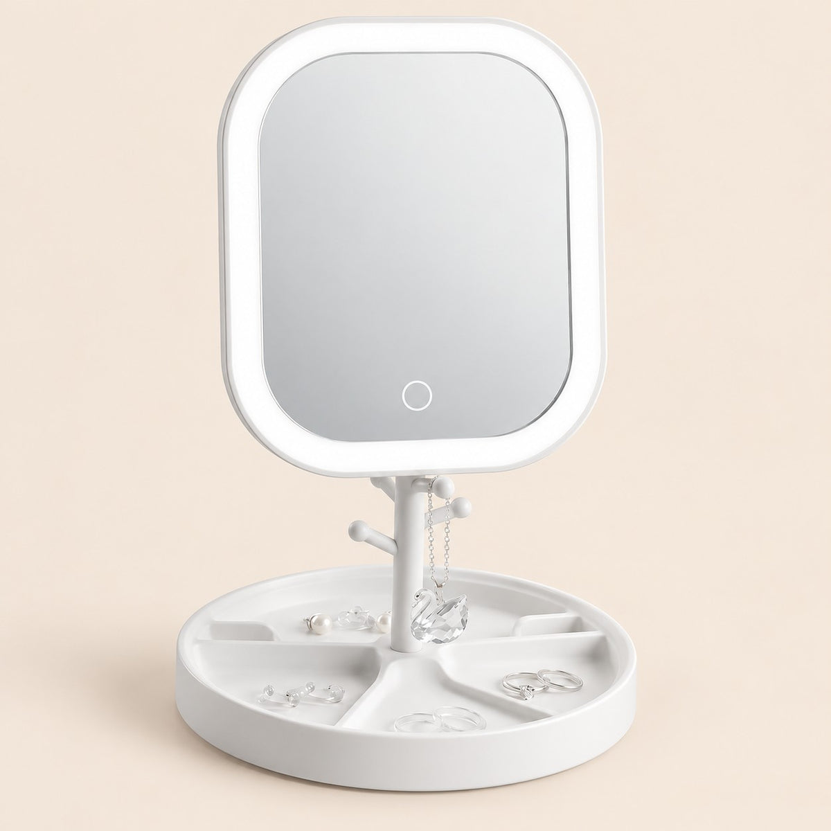 Espejo LED de mesa para maquillaje con 3 tonos y base
