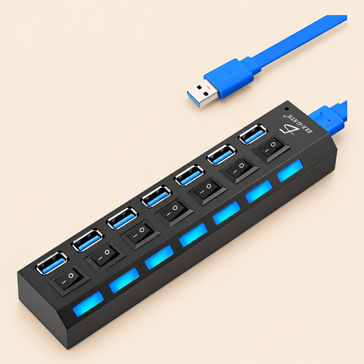 Hub USB 3.0 alta velocidad 7 puertos multipuerto switch LED