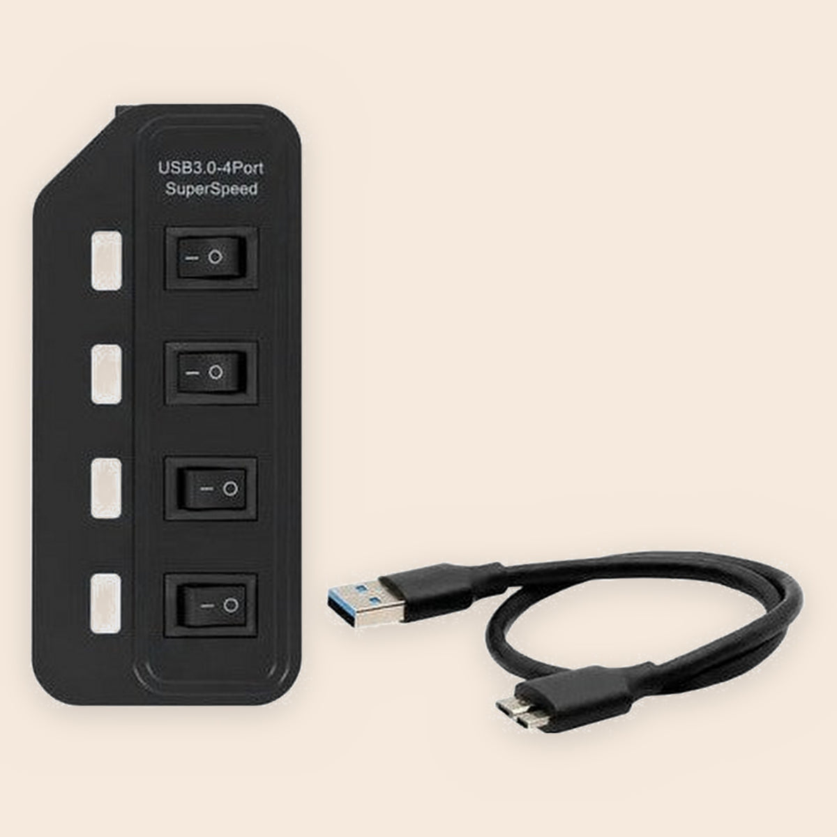 Hub USB 3.0 4 puertos con interruptores LED