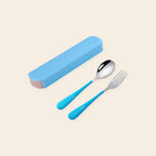 Set 2 cubiertos portatil estuche cuchara tenedor acero 15121