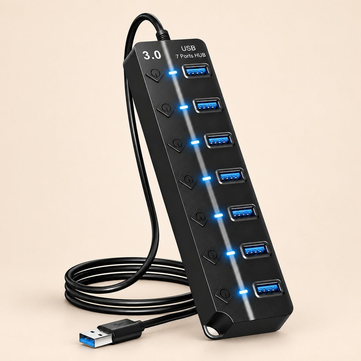 Hub USB 3.0 splitter de 7 puertos con interruptores