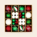 Set 44 esferas navideñas plásticas rojo verde y blanco