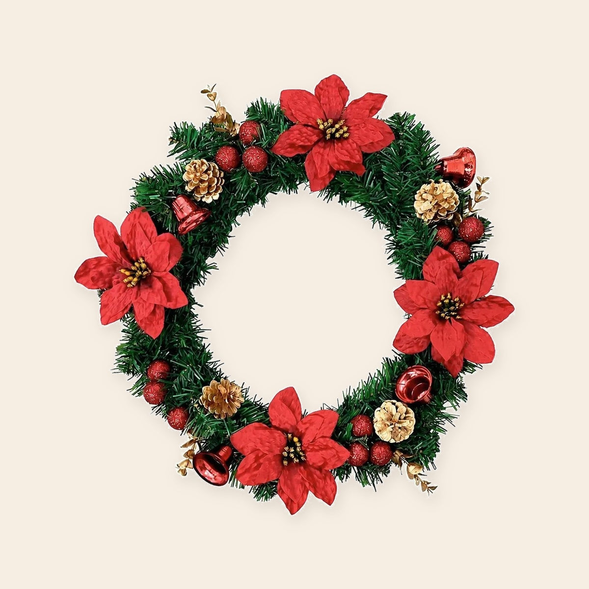 Coronas navideñas de 50 cm con esferas combinadas con el