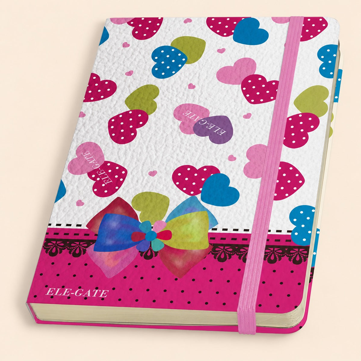 Cuaderno con corazones estilo coquete con 75 hojas de rayas