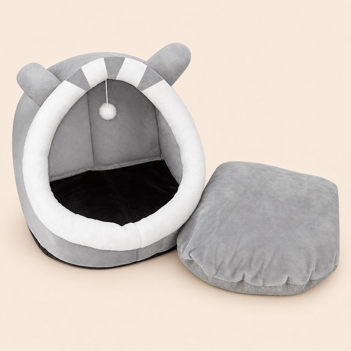 Cama tipo iglú para gato formato cerrado con entrada frontal