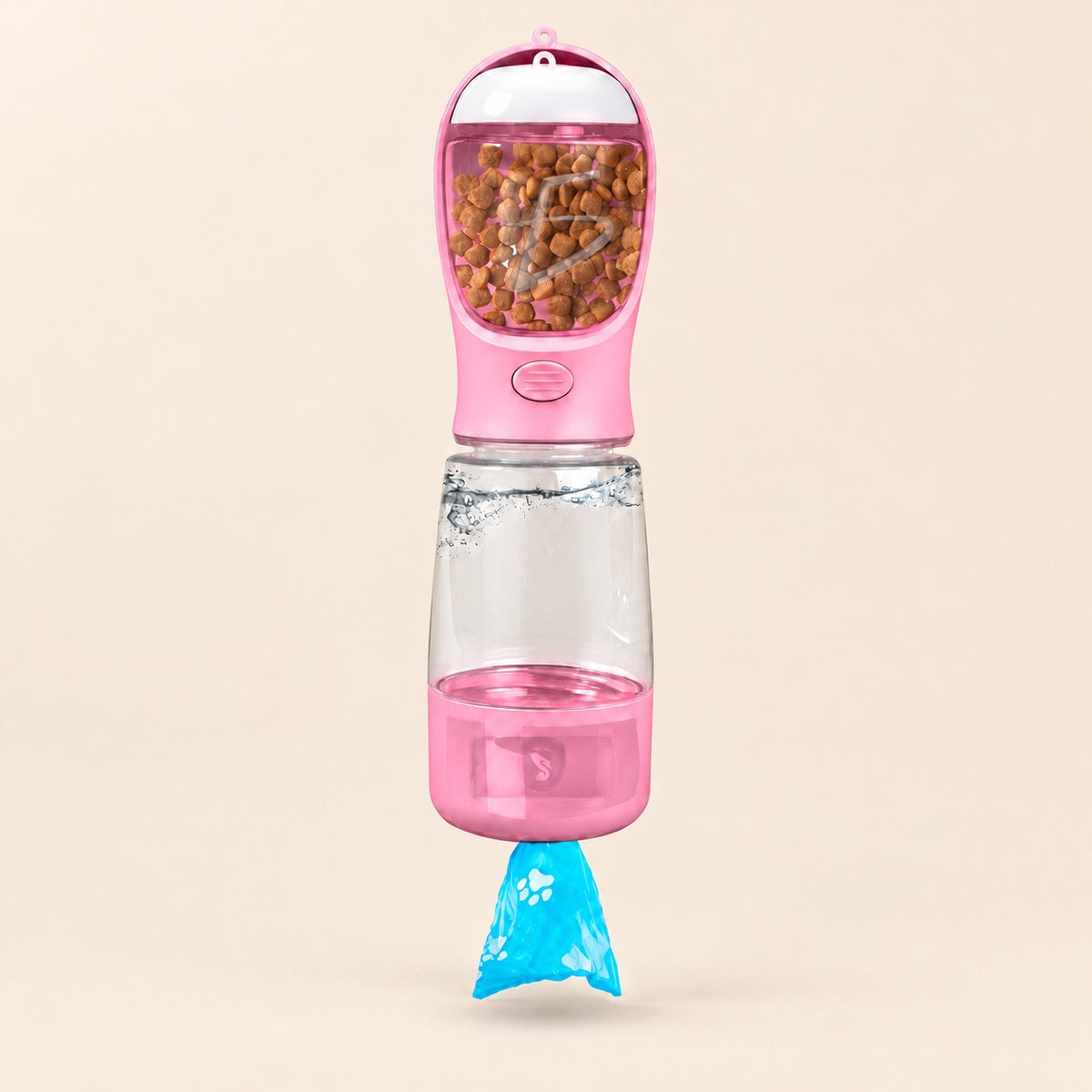 Botella portátil 3 en 1 para perros azul o rosa - rosa