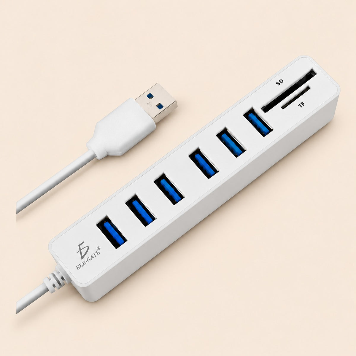 Concentrador de puertos USB 2.0 de 6 puertos con extensión