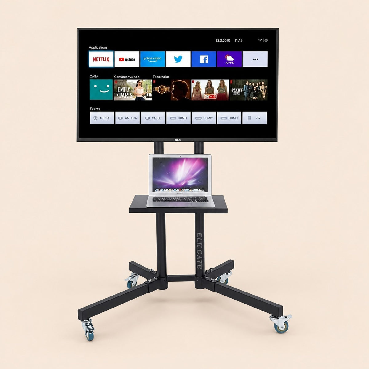 Soporte de TV móvil con ruedas para televisores de pantalla