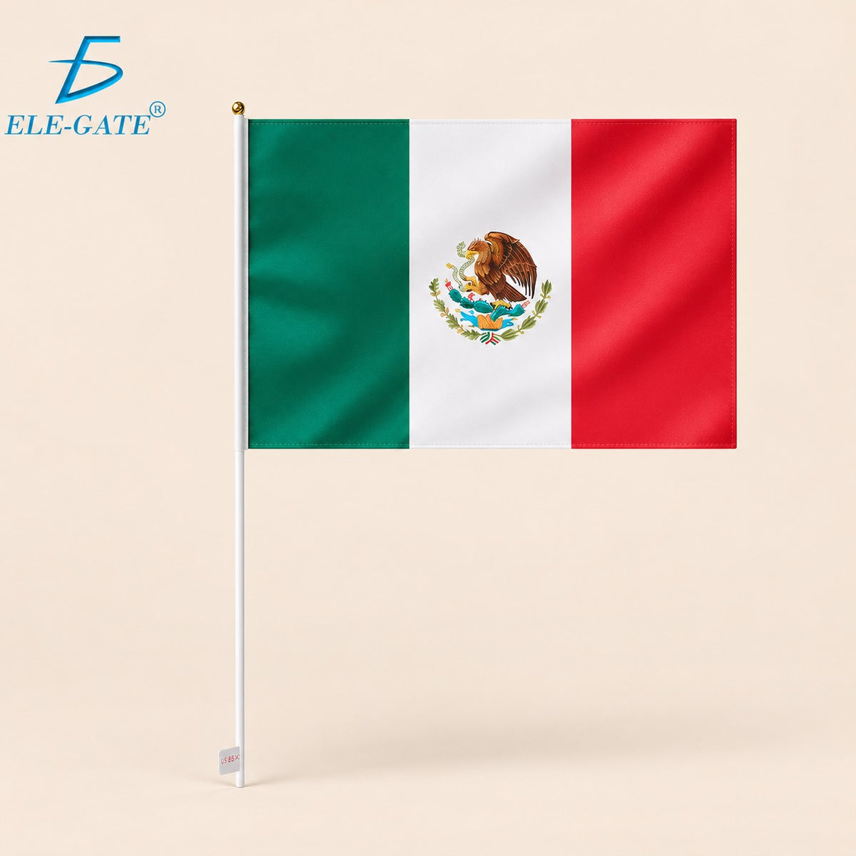 Bandera de México 30x45 cm tela resistente con mástil