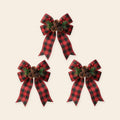 Paquete de 3 moños de Navidad con mini bouquet de garapiña