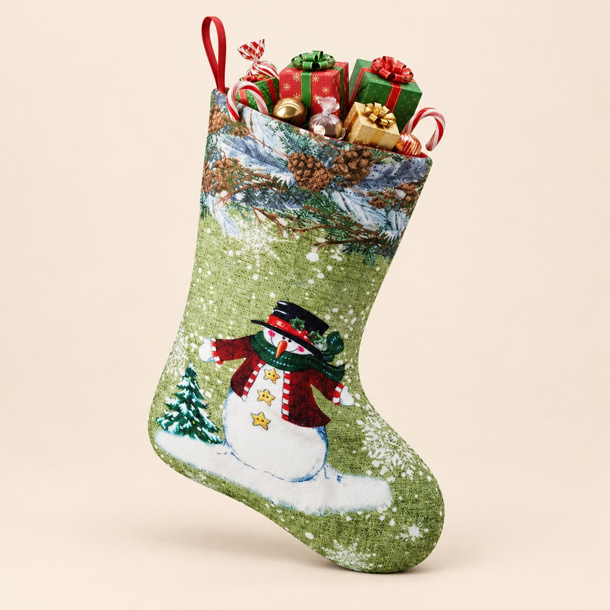 Bota navideña verde con diseño navideño 43 cm - FES.43.3