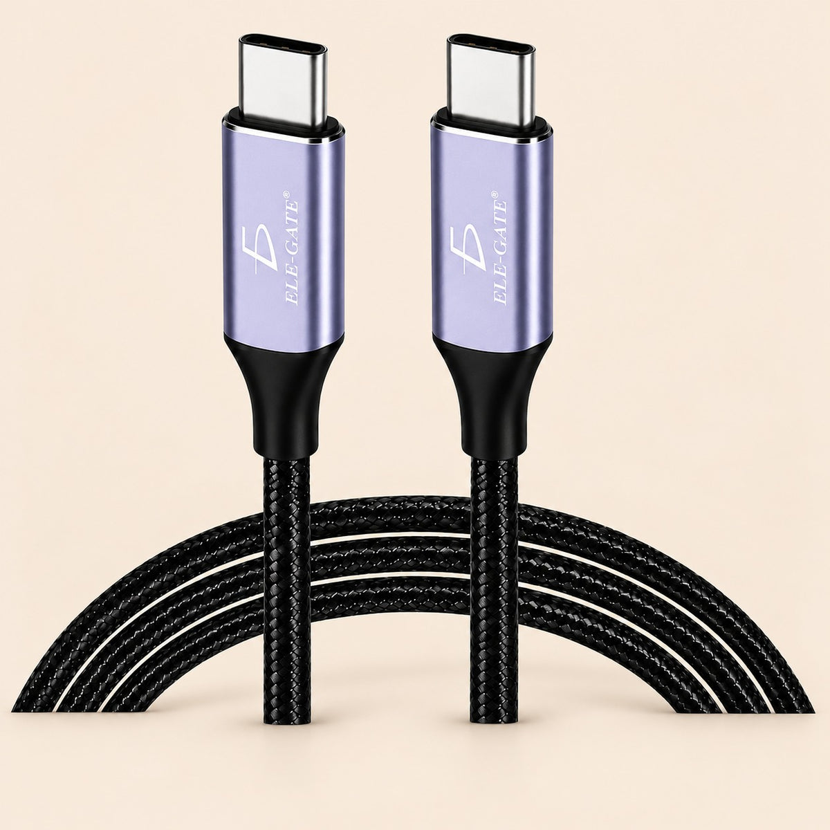 Cable USB-C a USB-C 100W pd carga rápida y transferencia violeta metálico