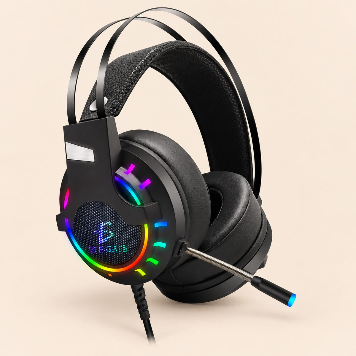 Audifonos gamer para PS4 Xbox PC LED RGB negro