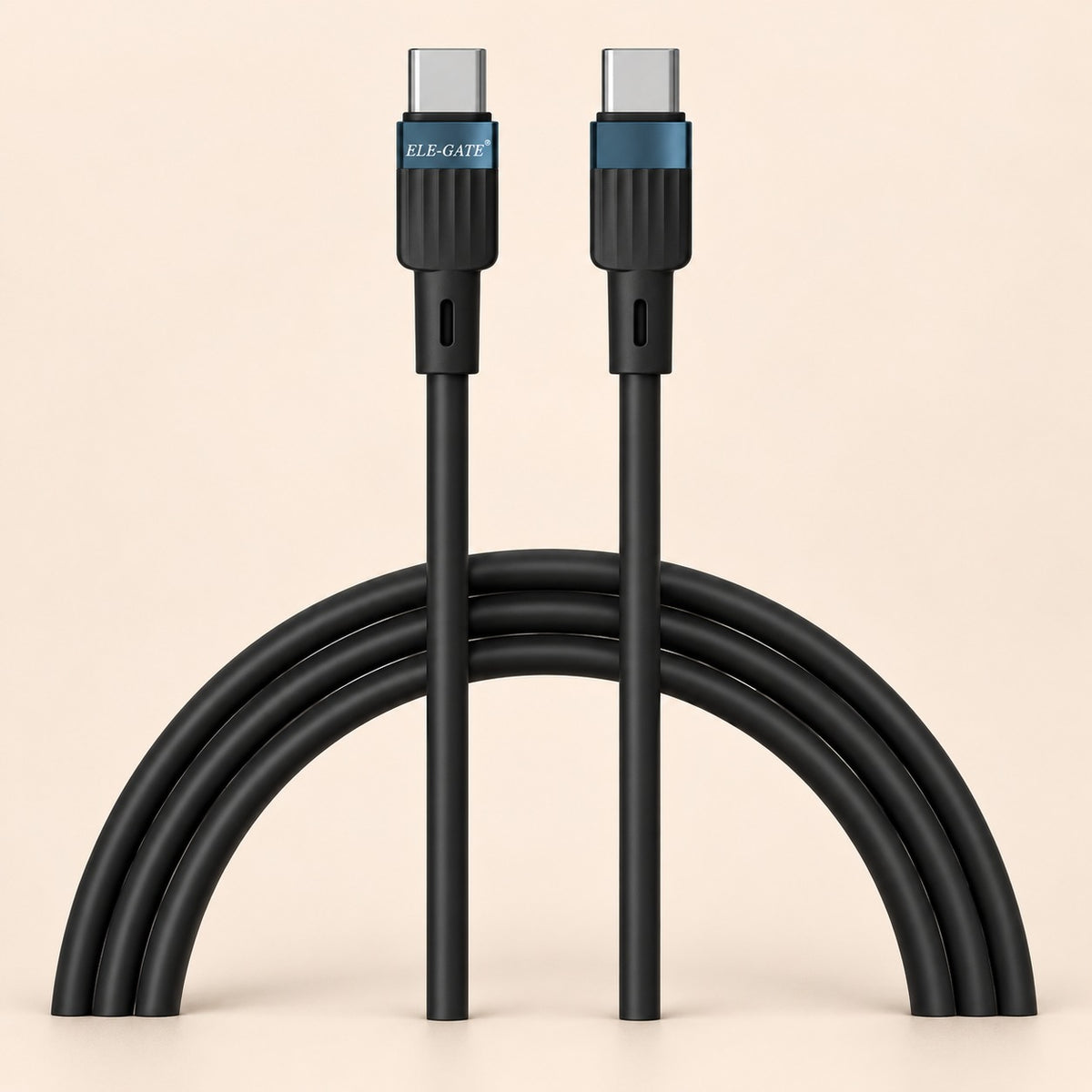 Cable USB-C a USB-C 60W de 1 metro silicona flexible - negro