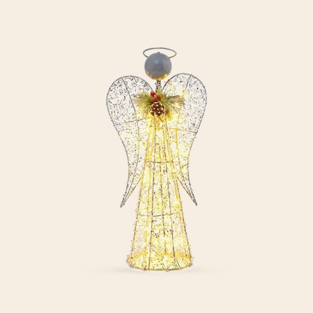 Ángel decorativo con luces LED cálidas blanco cálido