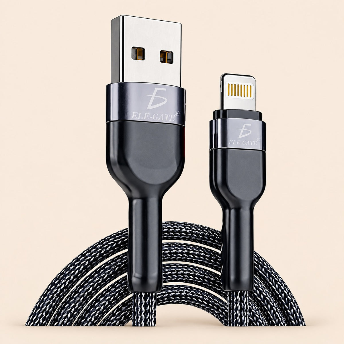 Cable de carga de cuerda USB para iPhone Lightning cabeza