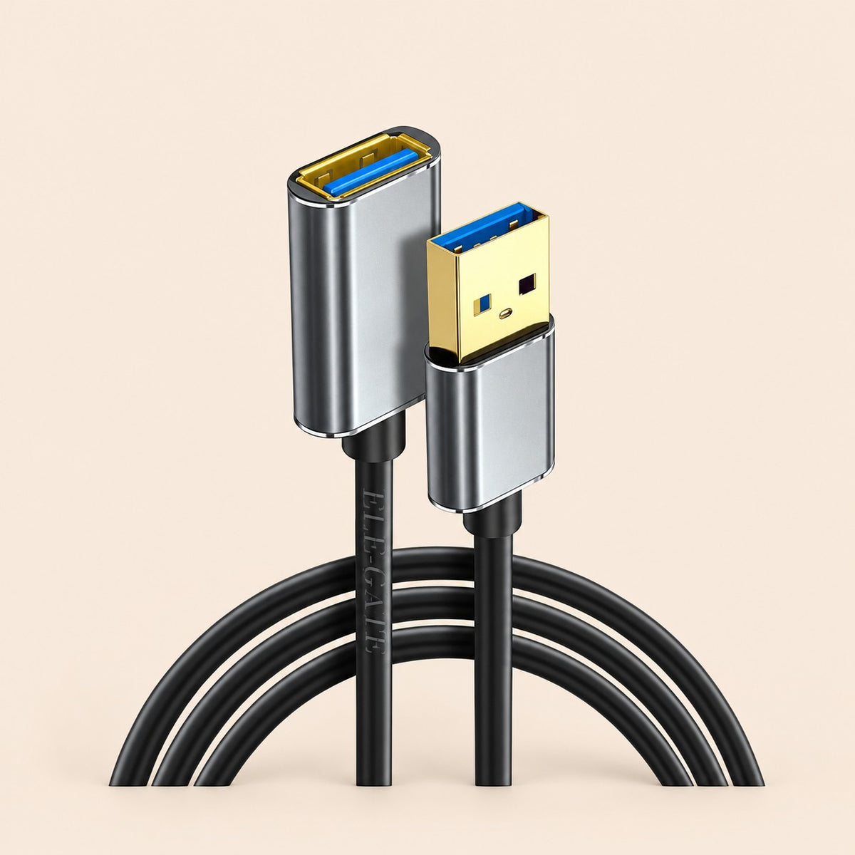 Cable extensión USB 3.0 macho a hembra 3 m 5 gbps negro con carcasas metálicas