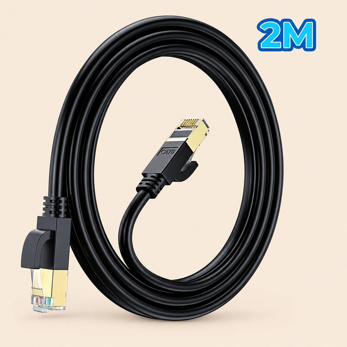 Cable de red cat 8 40 gbps doble blindaje disponible en 2 m