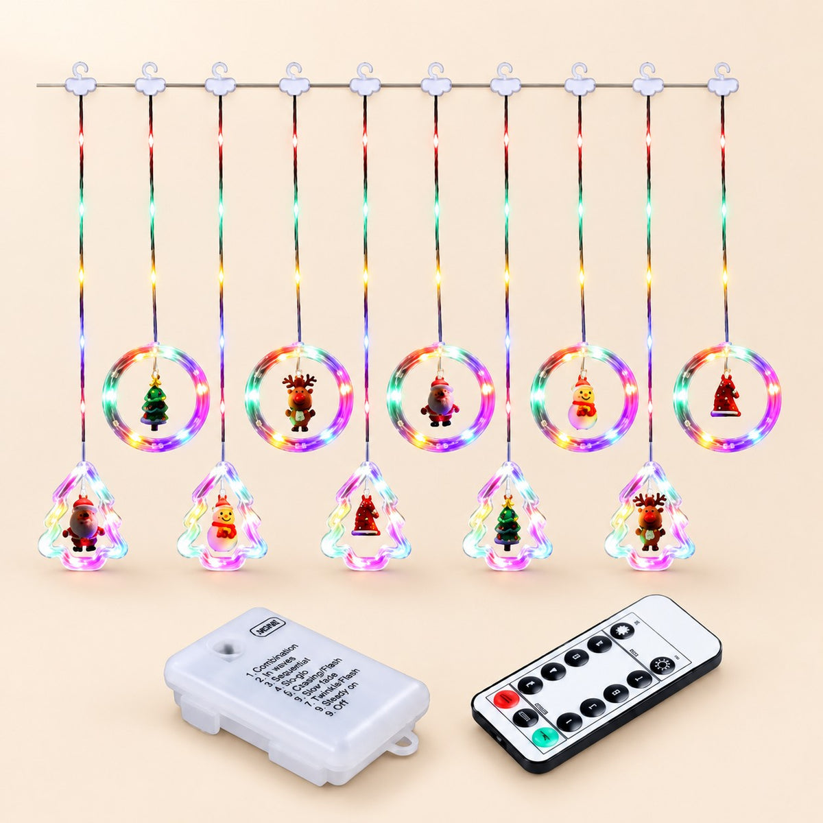 Serie de 5 aros de luces LED USB trasparentes con motivos blanco