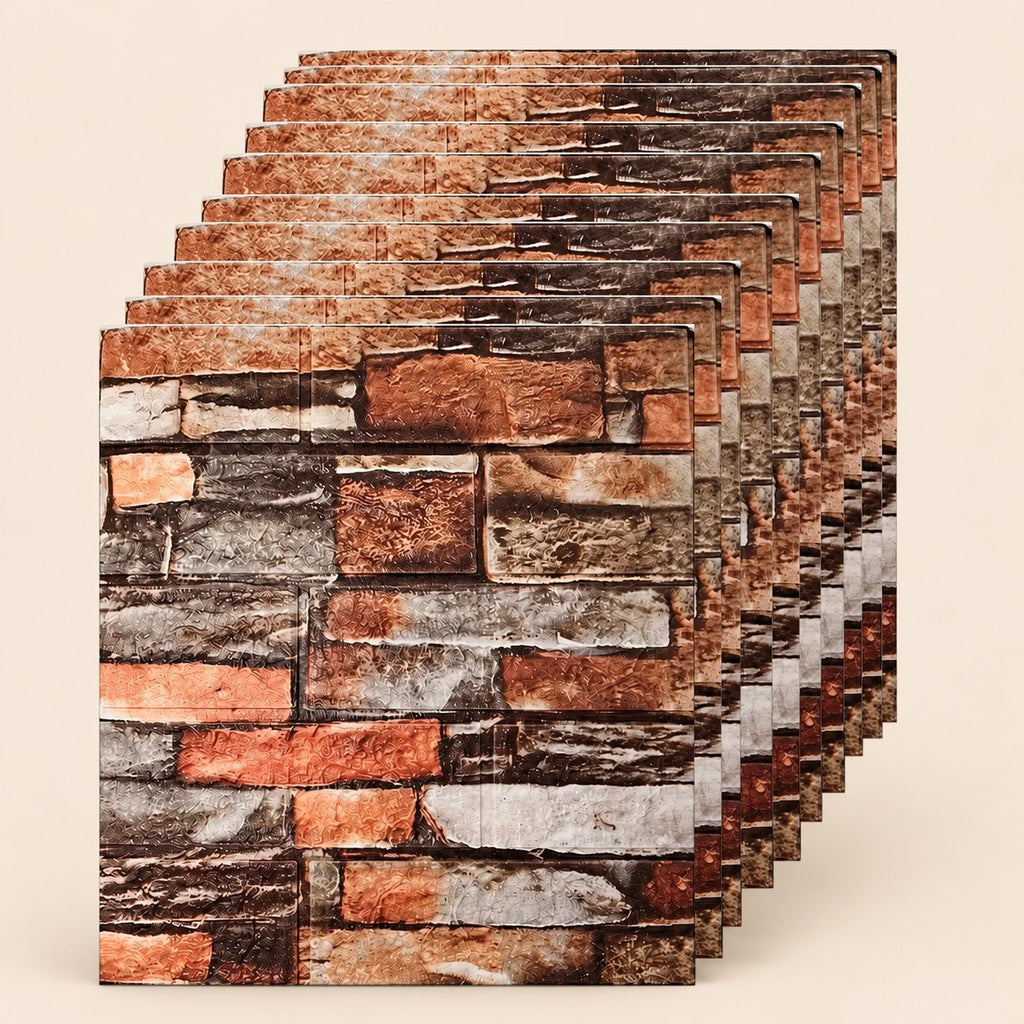 Paneles xpe autoadhesivos 10 pzs ladrillo multicolor 35 x