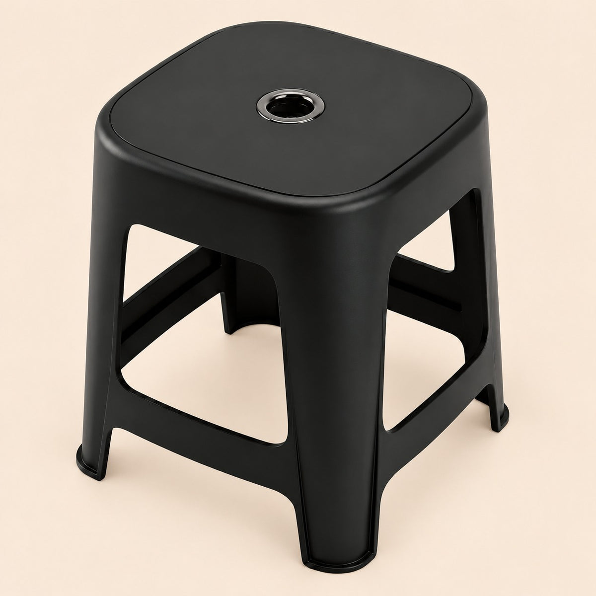 Banco de plástico negro resistente 37 cm banco auxiliar