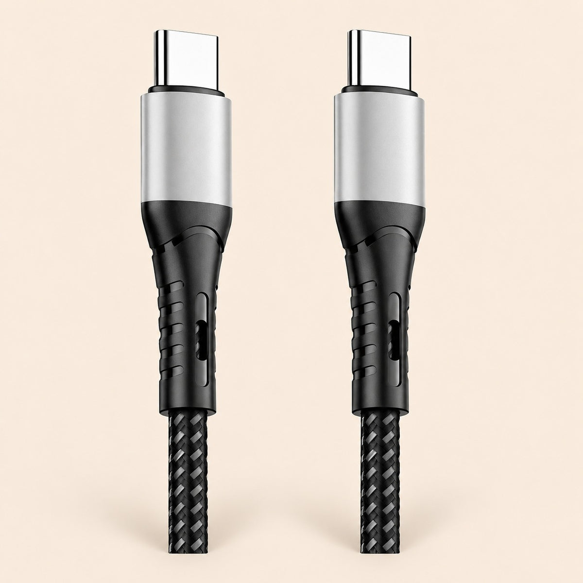 Cable entrelazado de cordón 1m tipo C a tipo C 66W - gris