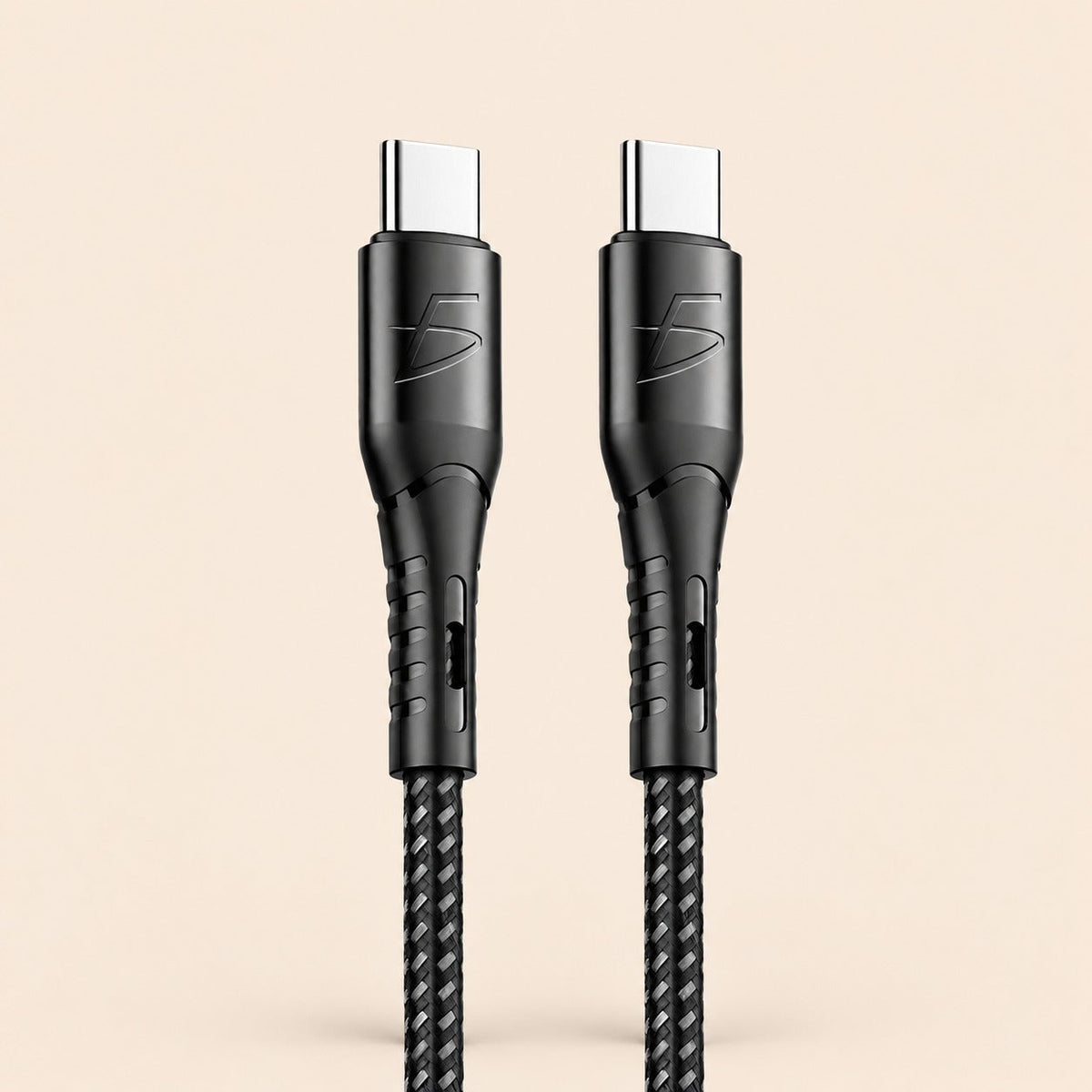 Cable entrelazado de cordón 1m tipo C a tipo C 66W - negro