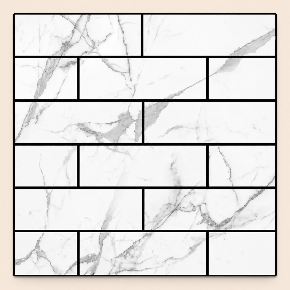 Azulejos adhesivos efecto mármol de PVC 30 × 30 cm paquete blanco