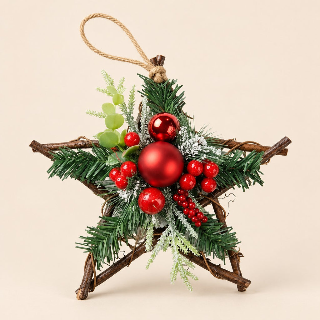 Decoración navideña en forma de estrella de belén con rojo