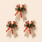 Paquete de 3 moños de Navidad con mini bouquet de garapiña
