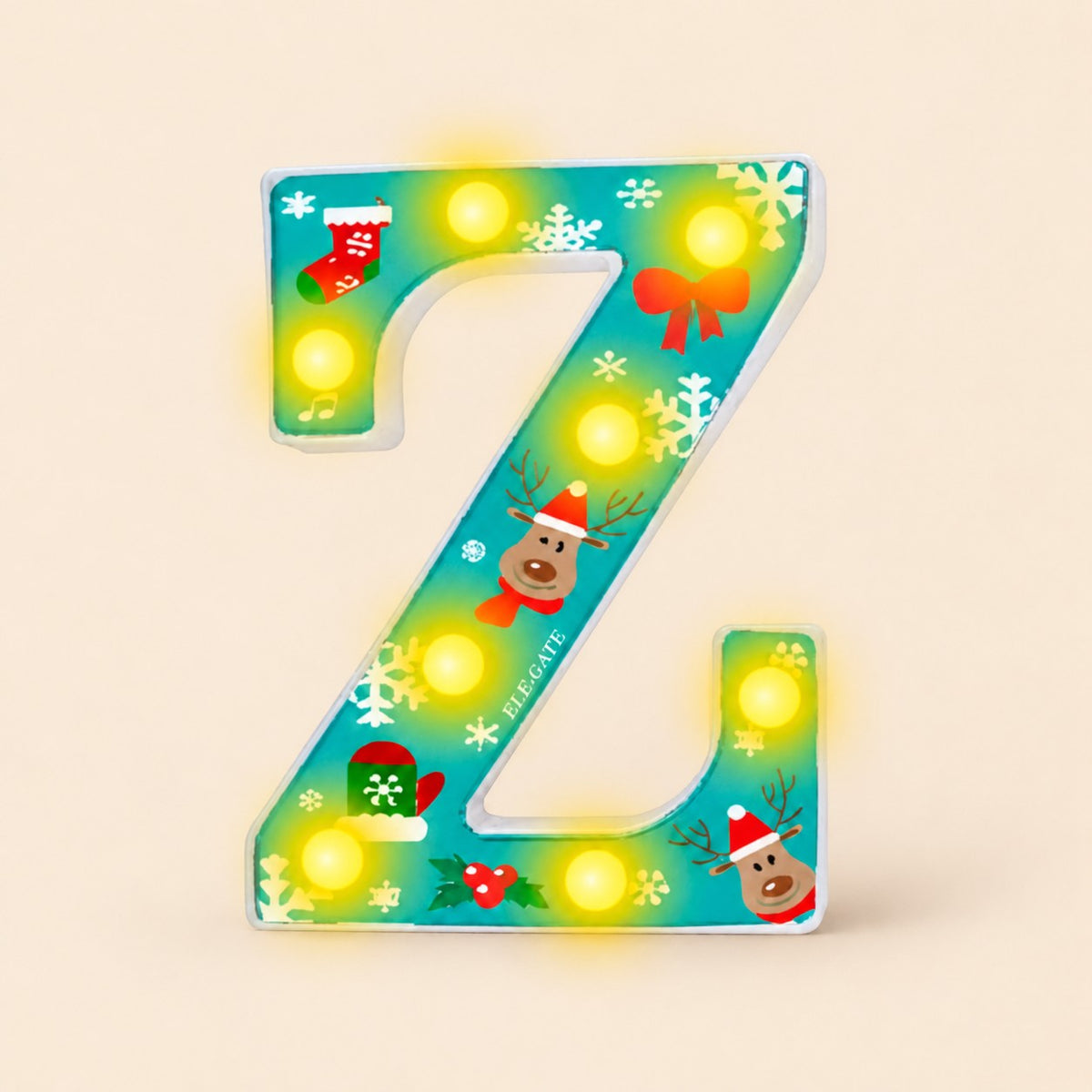 Letra Z con diseño navideño en varios colores