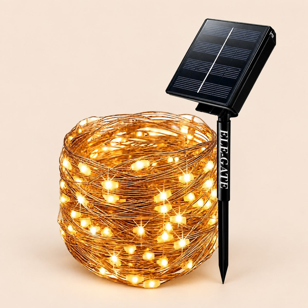 Serie de luz LED tipo arroz con panel solar repelente al agua