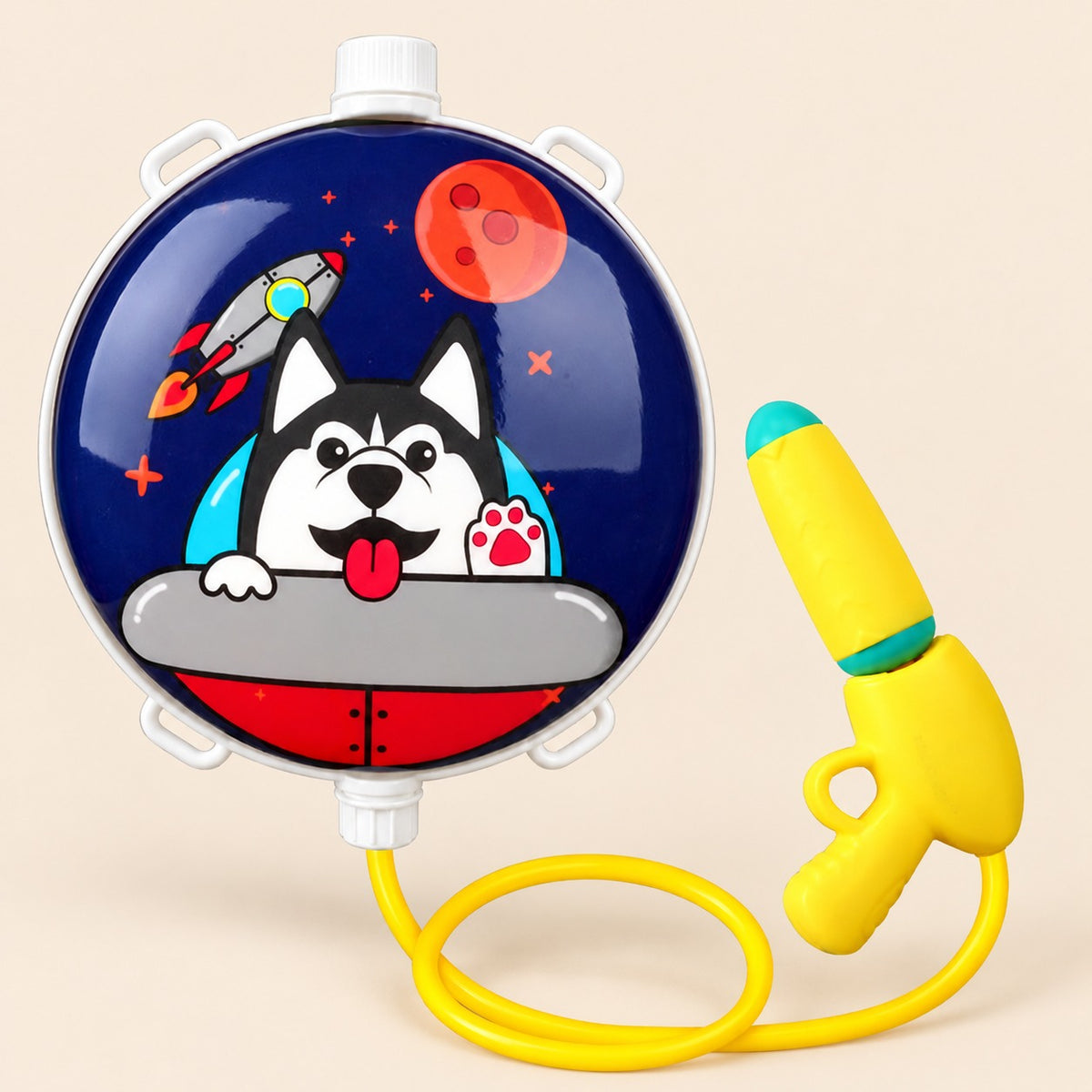 Pistola de agua mochila 600ml redonda diseño de lobo