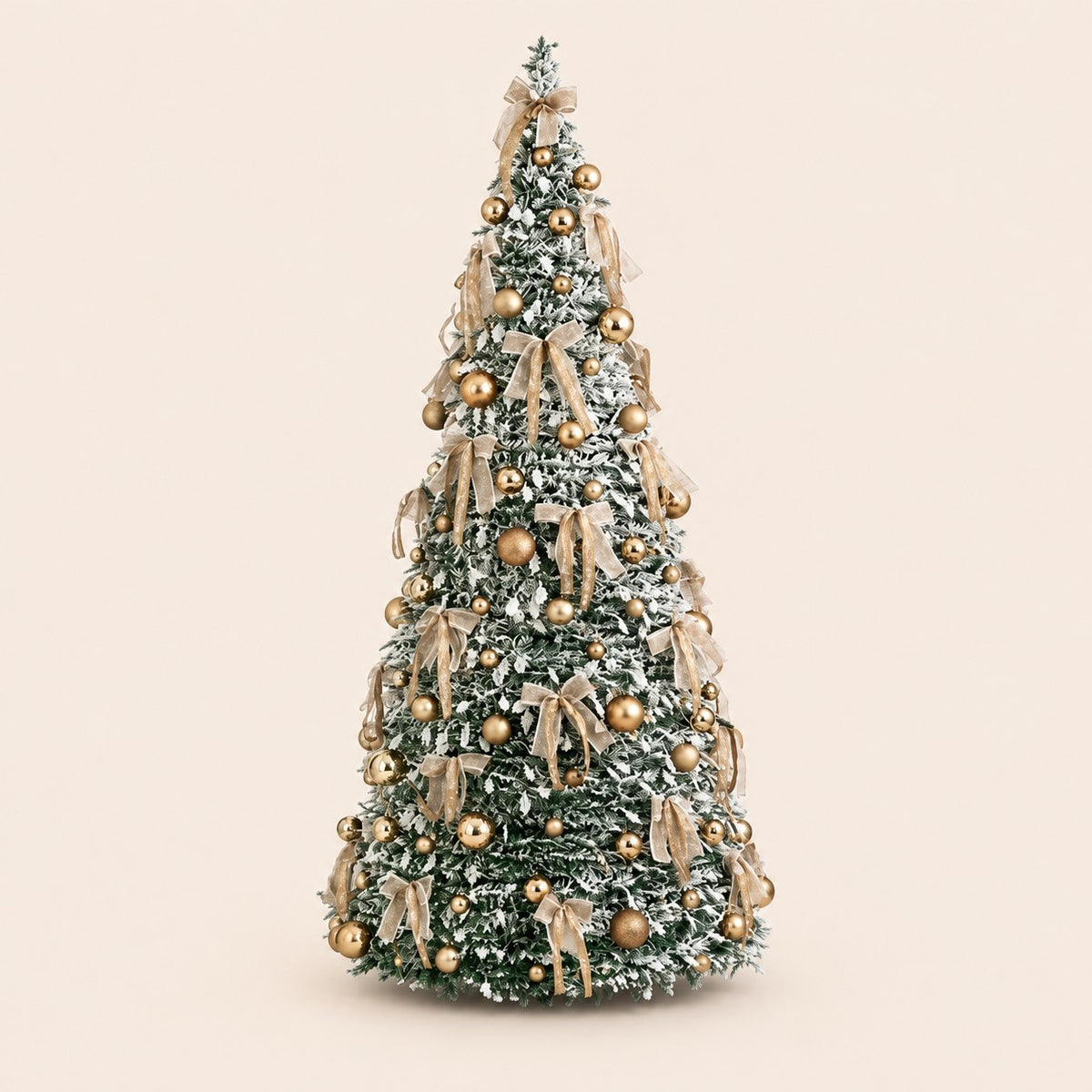 Árbol de Navidad artificial decorado flexible con nieve 210 verde con acabado nevado blanco