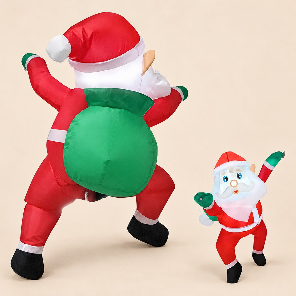 Santa claus inflable con luz LED y ventilador USB