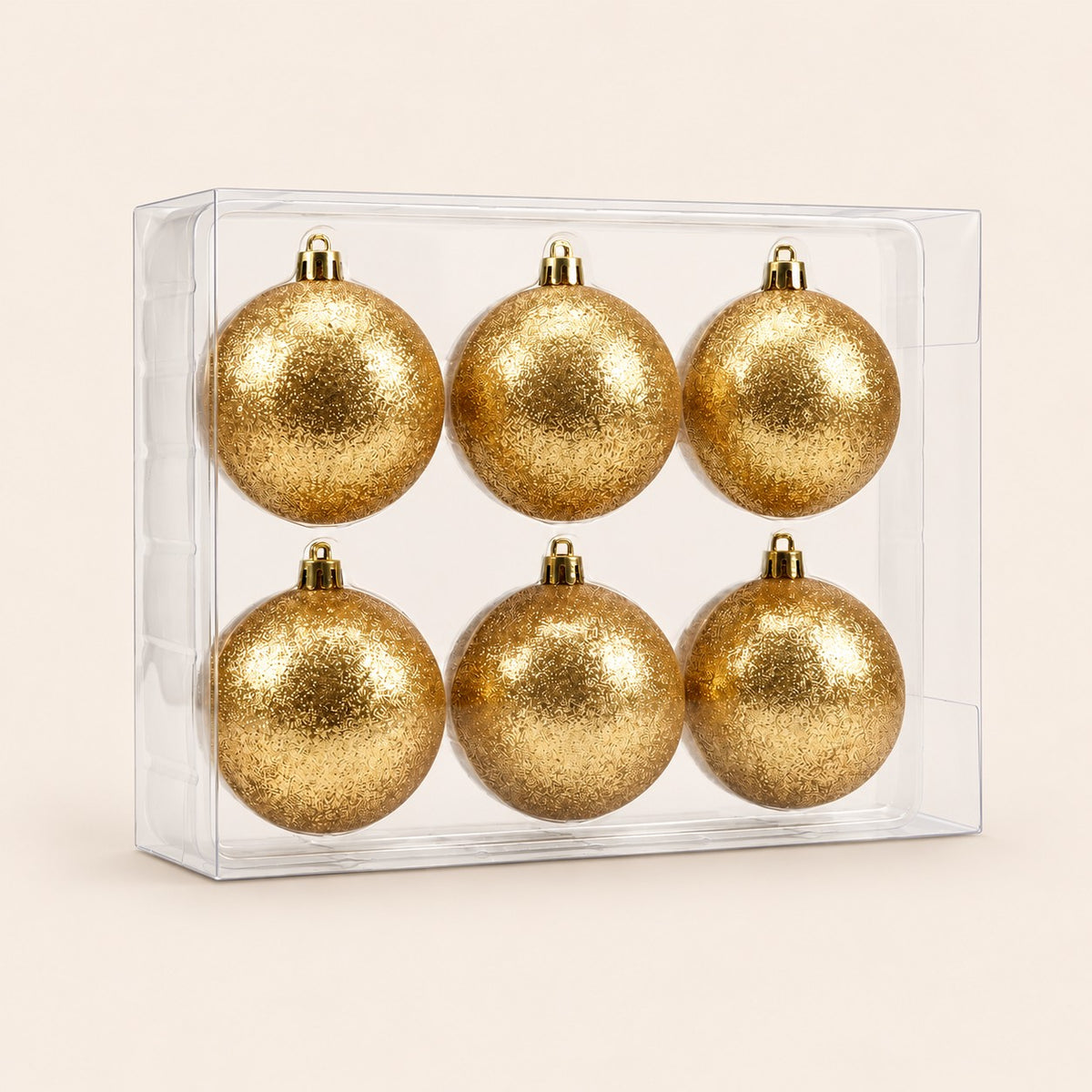 Set de 6 esferas navideñas plasticas con acabado metálicas