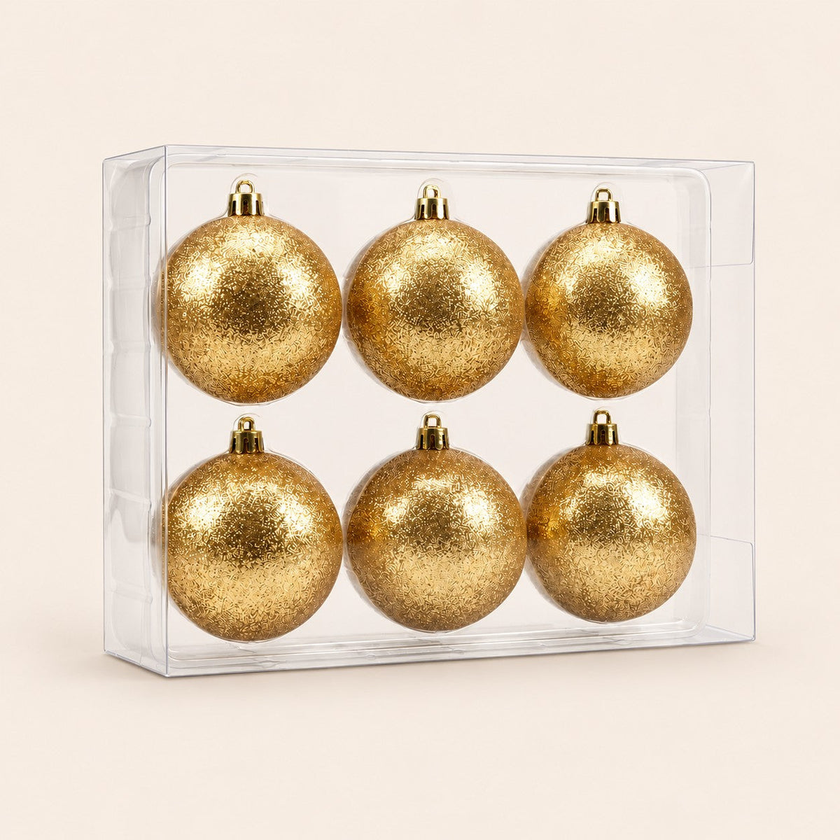 Set de 6 esferas navideñas plasticas con acabado metálicas