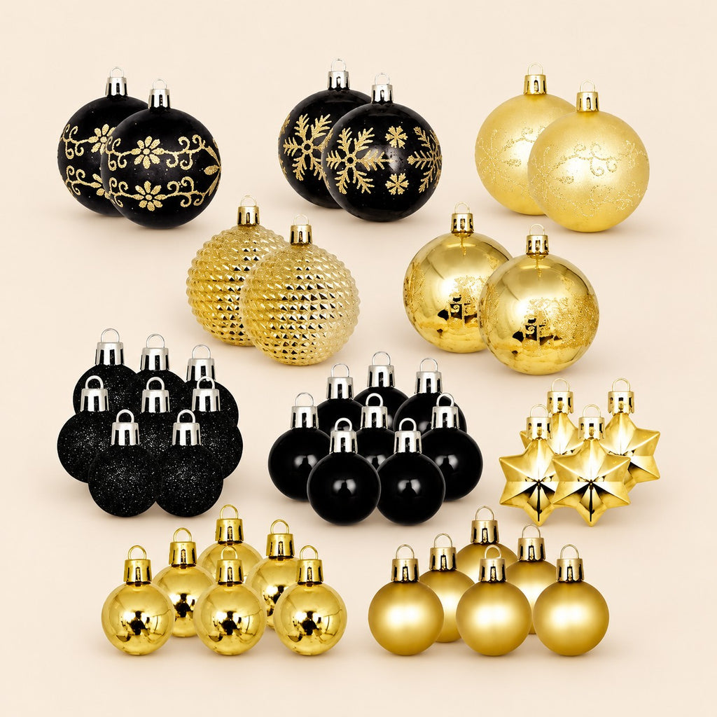Set de 44 esferas navideñas plásticas tipo cristal con