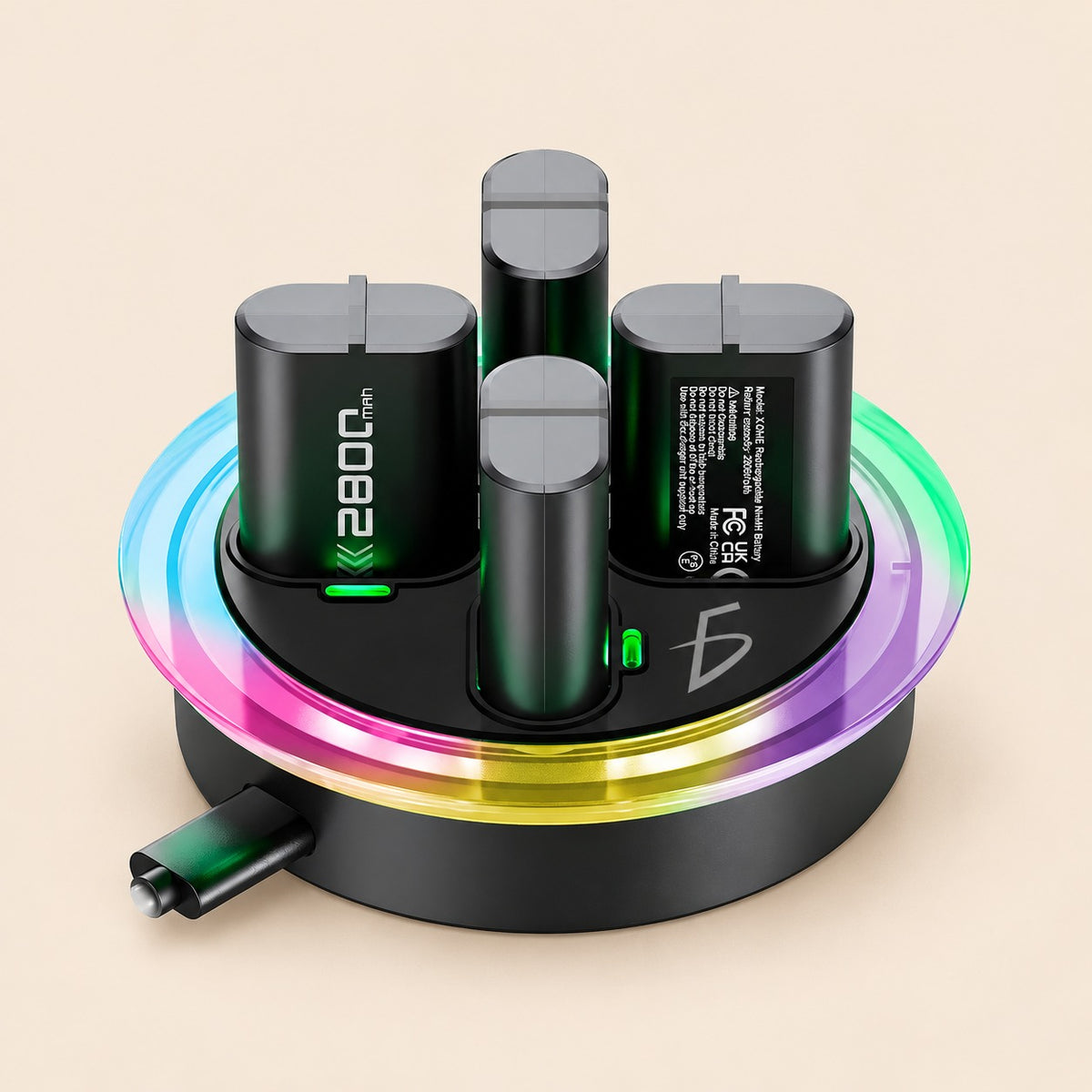 Cargador de 4 pilas para Xbox con 4 pilas de 2800mAh